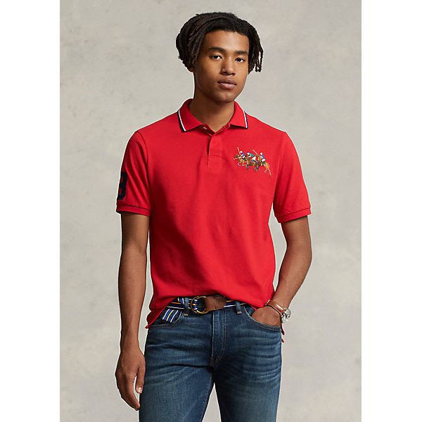 POLO RALPH LAUREN CUSTOM SLIM FIT TRIPLE-PONY POLO SHIRT - Yooto