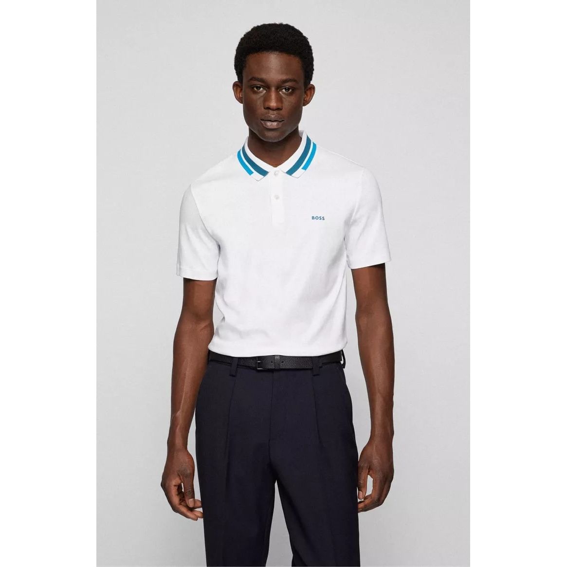 BOSS INTERLOCK-COTTON SLIM-FIT POLO SHIRT WITH PRINTED LOGO - Yooto