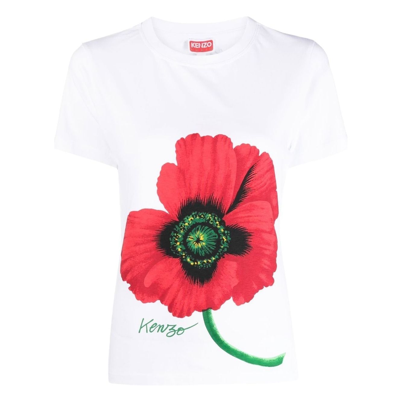 Kenzo Poppy-print cotton T-shirt - Yooto