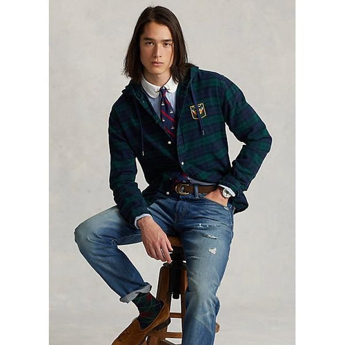 Load image into Gallery viewer, Polo Ralph Lauren Laurel Crest Plaid Flannel Hooded Shirt - Yooto
