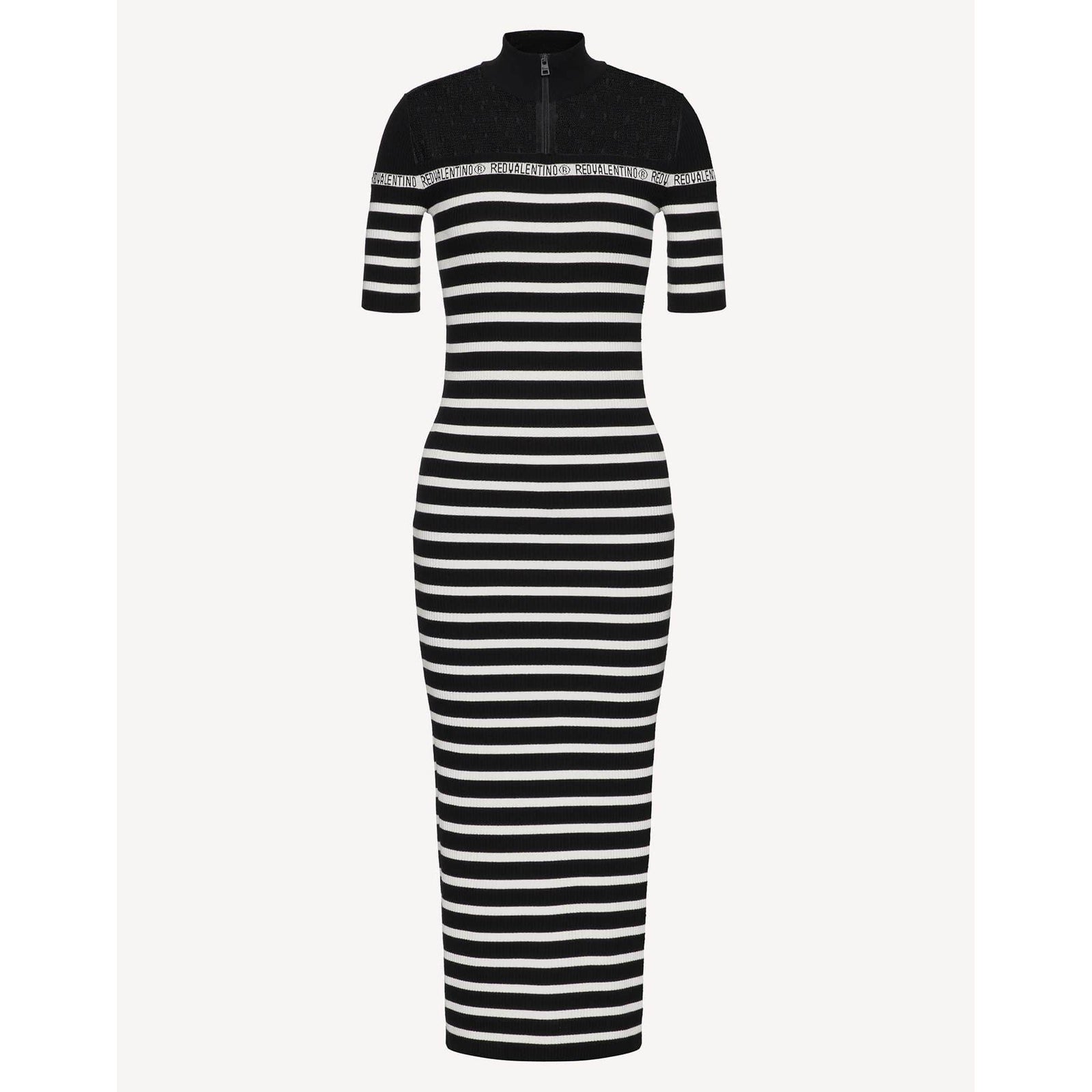 RED VALENTINO STRIPED STRETCH VISCOSE KNIT DRESS– Yooto