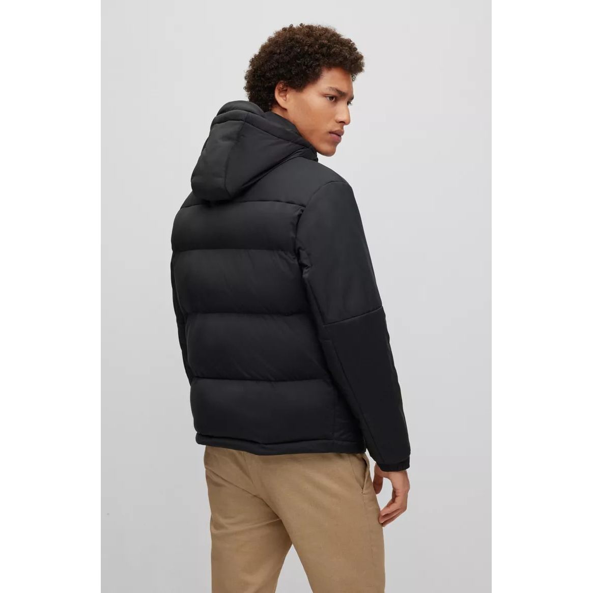 BOSS WATER-REPELLENT HOODED JACKET IN MIXED MATERIALS - Yooto