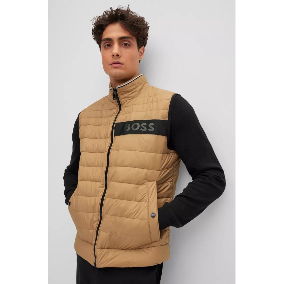 BOSS WATER-REPELLENT PADDED GILET WITH 3D LOGO TAPE - Yooto