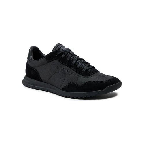 Load image into Gallery viewer, BOSS TEXTURED-FABRIC LACE-UP TRAINERS WITH SUEDE TRIMS - Yooto
