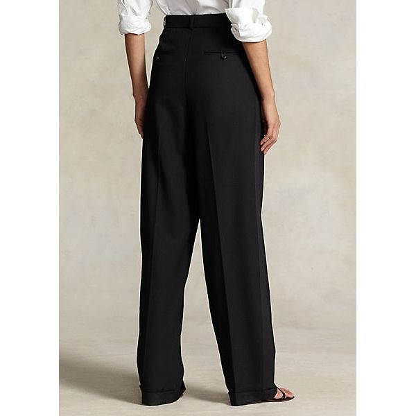 Polo Ralph Lauren Pleated Wool Wide-Leg Tuxedo Trouser - Yooto