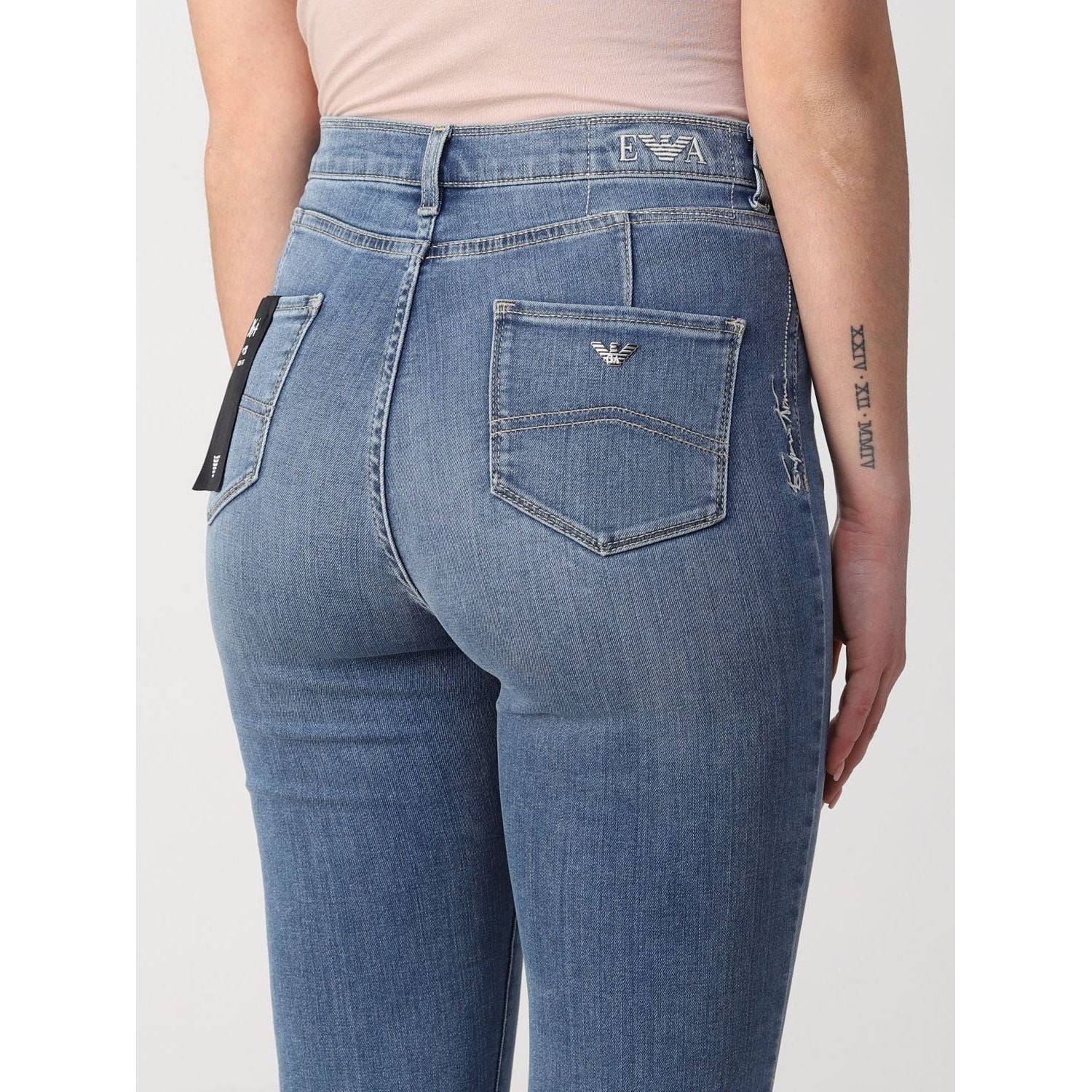J64 very high waist super skinny leg jeans in used stretch denim with signature embroidery - Yooto