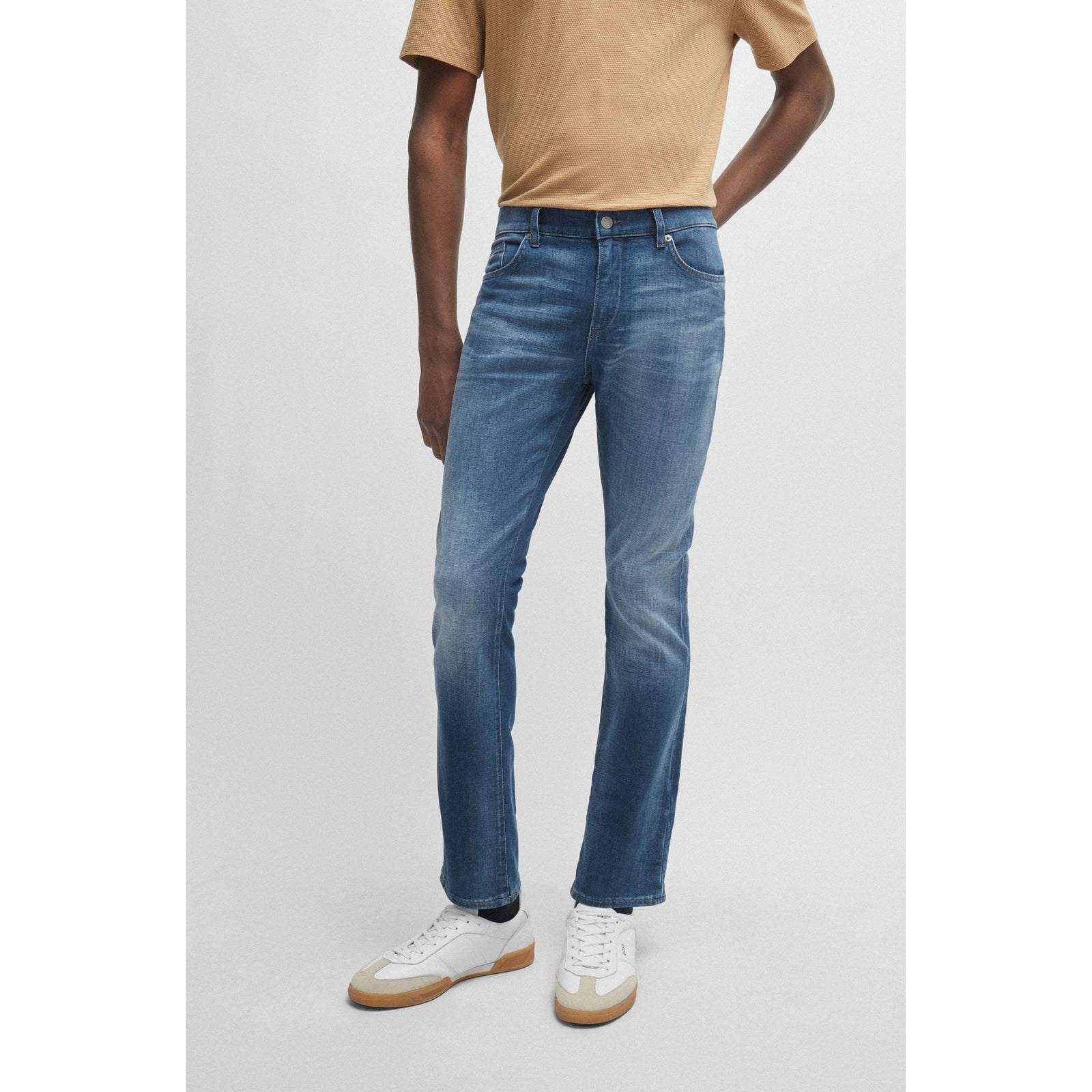 BOSS SLIM-FIT JEANS IN BLUE ITALIAN CASHMERE-TOUCH DENIM - Yooto