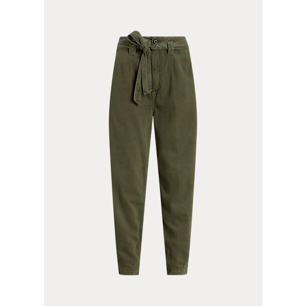 POLO RALPH LAUREN BELTED COTTON TAPERED TROUSER - Yooto