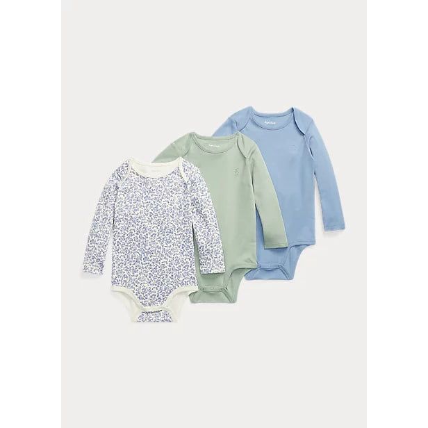 POLO RALPH LAUREN COTTON INTERLOCK BODYSUIT 3-PACK - Yooto