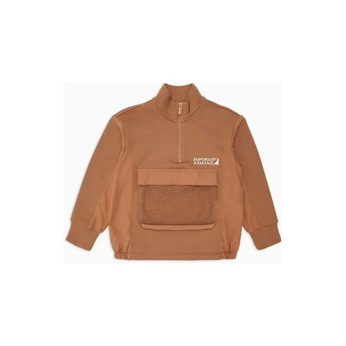 Load image into Gallery viewer, EMPORIO ARMANI KIDS MOCK NECK SWEATSHIRT IN JERSEY WITH PARTIAL ZIP AND MESH POCKET - Yooto
