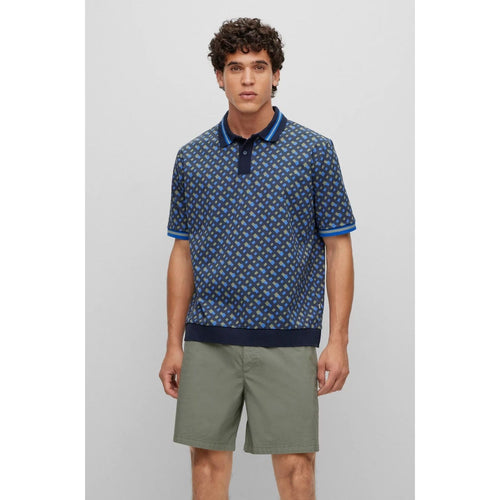 Load image into Gallery viewer, BOSS OVERSIZED-FIT MERCERISED-COTTON POLO SHIRT WITH PRINTED MONOGRAMS - Yooto
