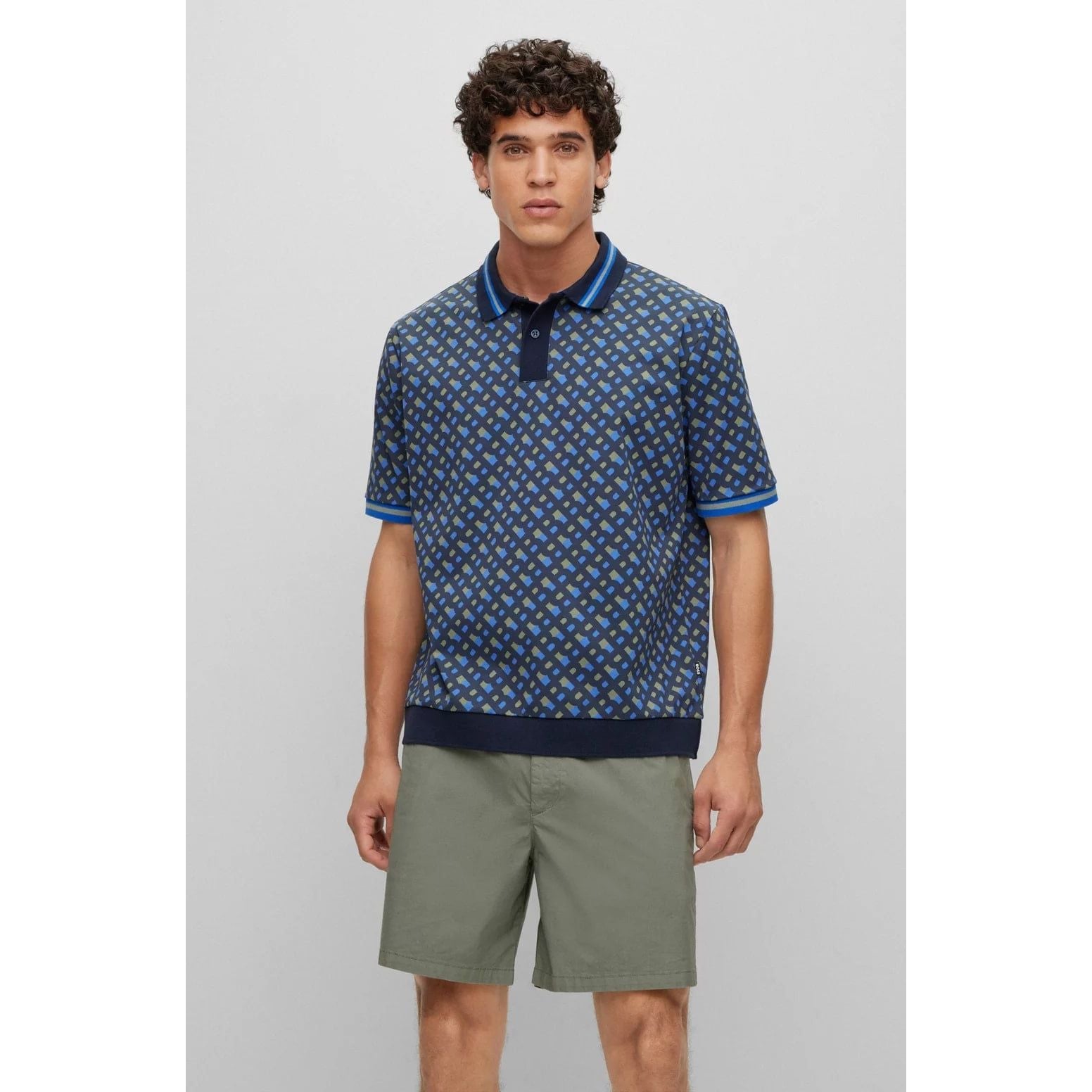 BOSS OVERSIZED-FIT MERCERISED-COTTON POLO SHIRT WITH PRINTED MONOGRAMS - Yooto