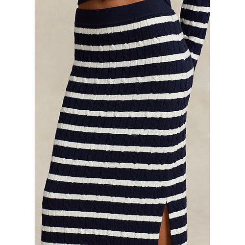 Load image into Gallery viewer, POLO RALPH LAUREN STRIPED CABLE-KNIT PULL-ON SWEATER SKIRT - Yooto
