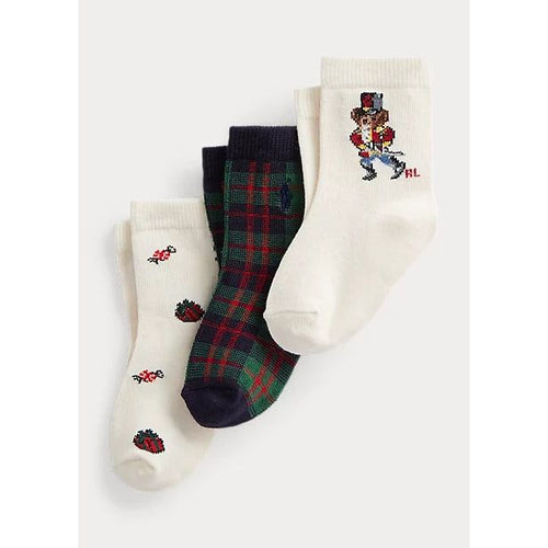 Load image into Gallery viewer, POLO RALPH LAUREN NUTCRACKER POLO BEAR CREW SOCK 3-PACK - Yooto
