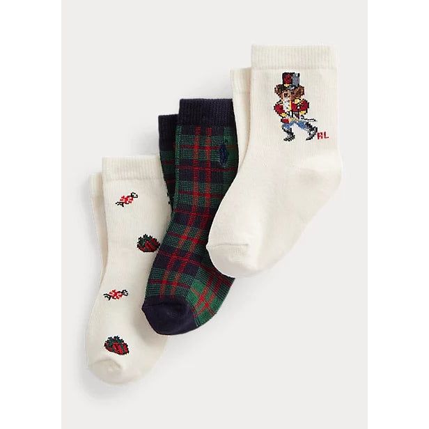 POLO RALPH LAUREN NUTCRACKER POLO BEAR CREW SOCK 3-PACK - Yooto