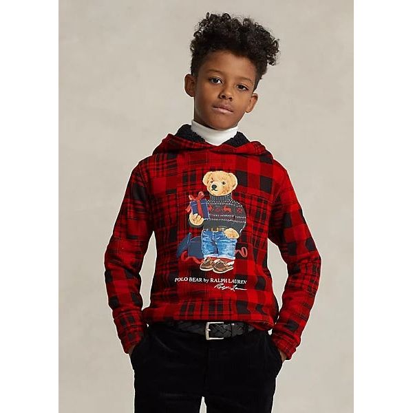 POLO RALPH LAUREN POLO BEAR TARTAN SWEATSHIRT WITH HOOD - Yooto