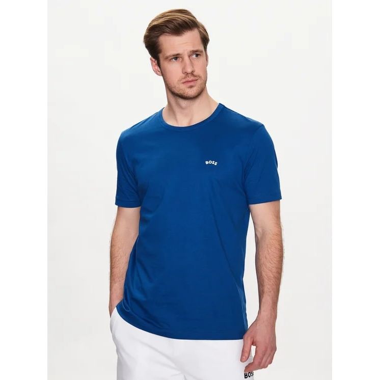 BOSS ORGANIC-COTTON T-SHIRT WITH CURVED LOGO - Yooto