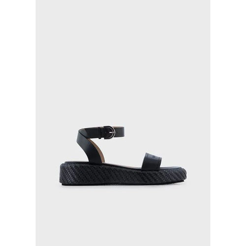 Load image into Gallery viewer, Leather sandals with mat wedge - Yooto
