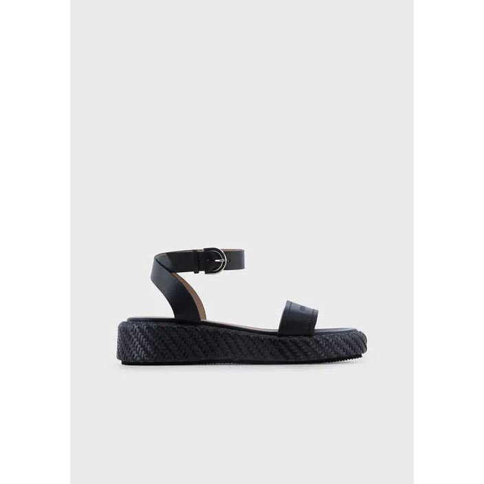 Leather sandals with mat wedge - Yooto