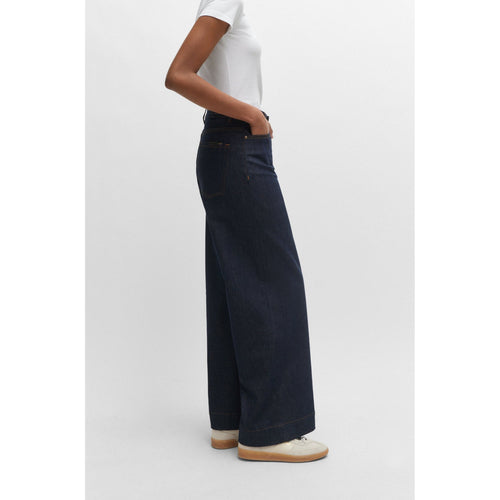 Load image into Gallery viewer, BOSS SLIM-FIT WIDE-LEG JEANS IN NAVY STRETCH DENIM - Yooto
