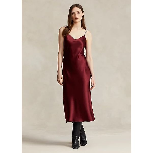 POLO RALPH LAUREN SILK MIDI SLIP DRESS - Yooto