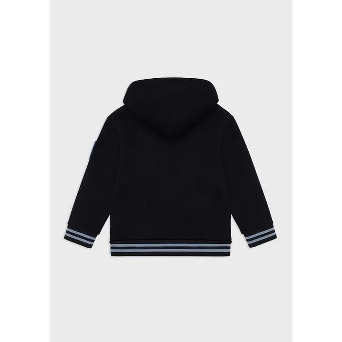 EMPORIO ARMANI KIDS HOODED ZIP-UP SWEATSHIRT WITH OVERSIZED EA PATCH - Yooto