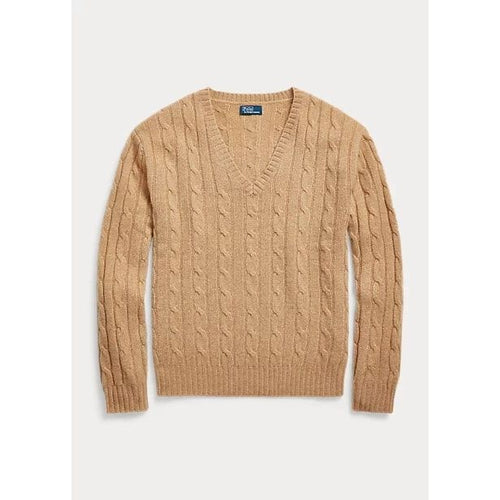 POLO RALPH LAUREN CABLE-KNIT CASHMERE V-NECK JUMPER– Yooto