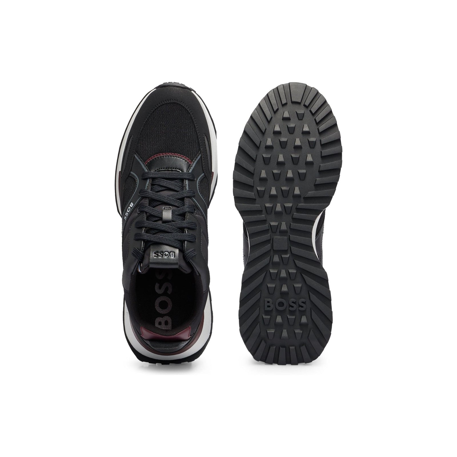 BOSS MIXED-MATERIAL TRAINERS WITH FAUX-LEATHER TRIMS - Yooto