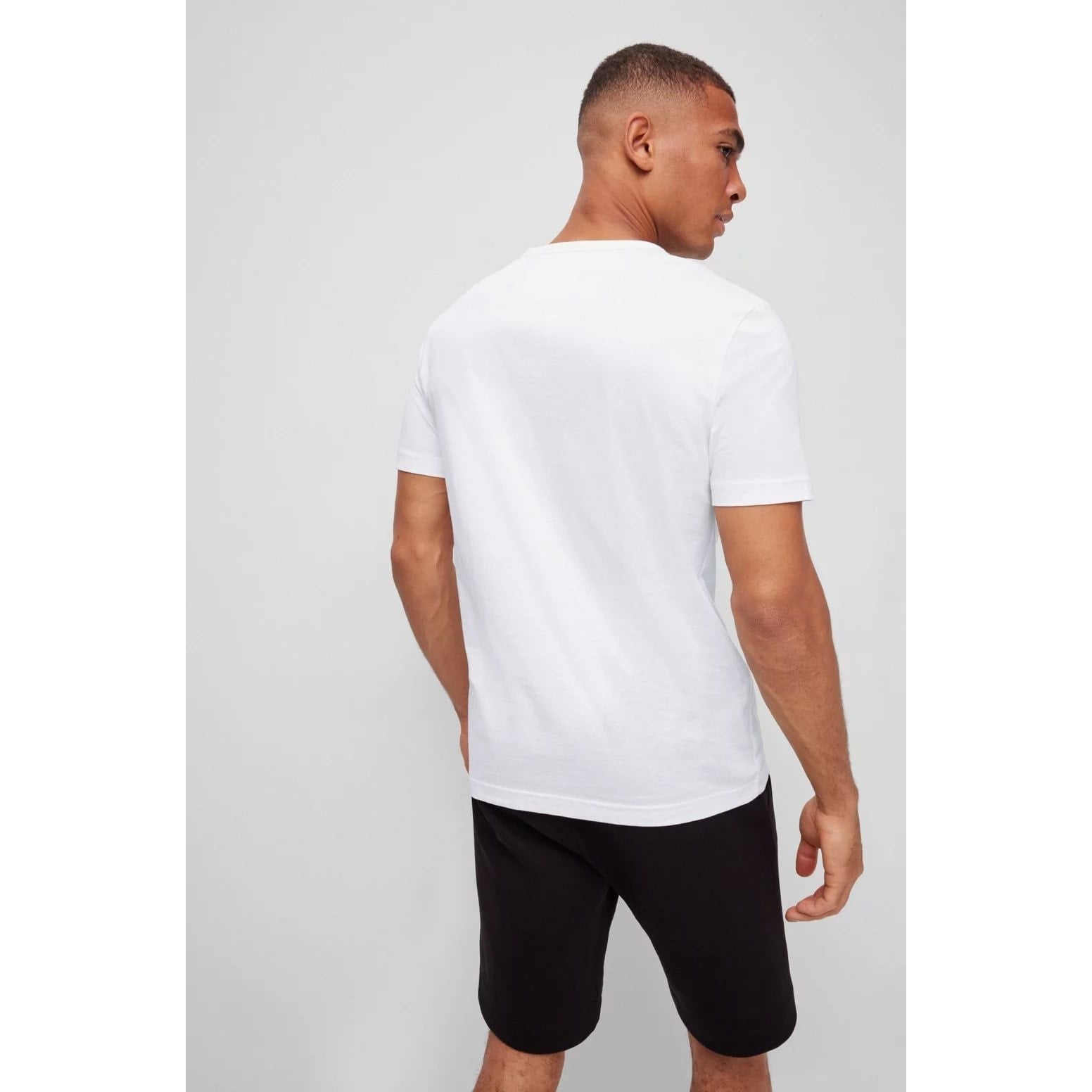 BOSS CREW-NECK T-SHIRT IN ORGANIC COTTON WITH CURVED LOGO - Yooto