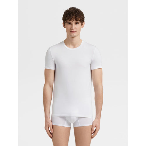 Ներբեռնեք պատկերը Պատկերասրահի դիտիչում՝ White Stretch Cotton T-Shirt - Yooto
