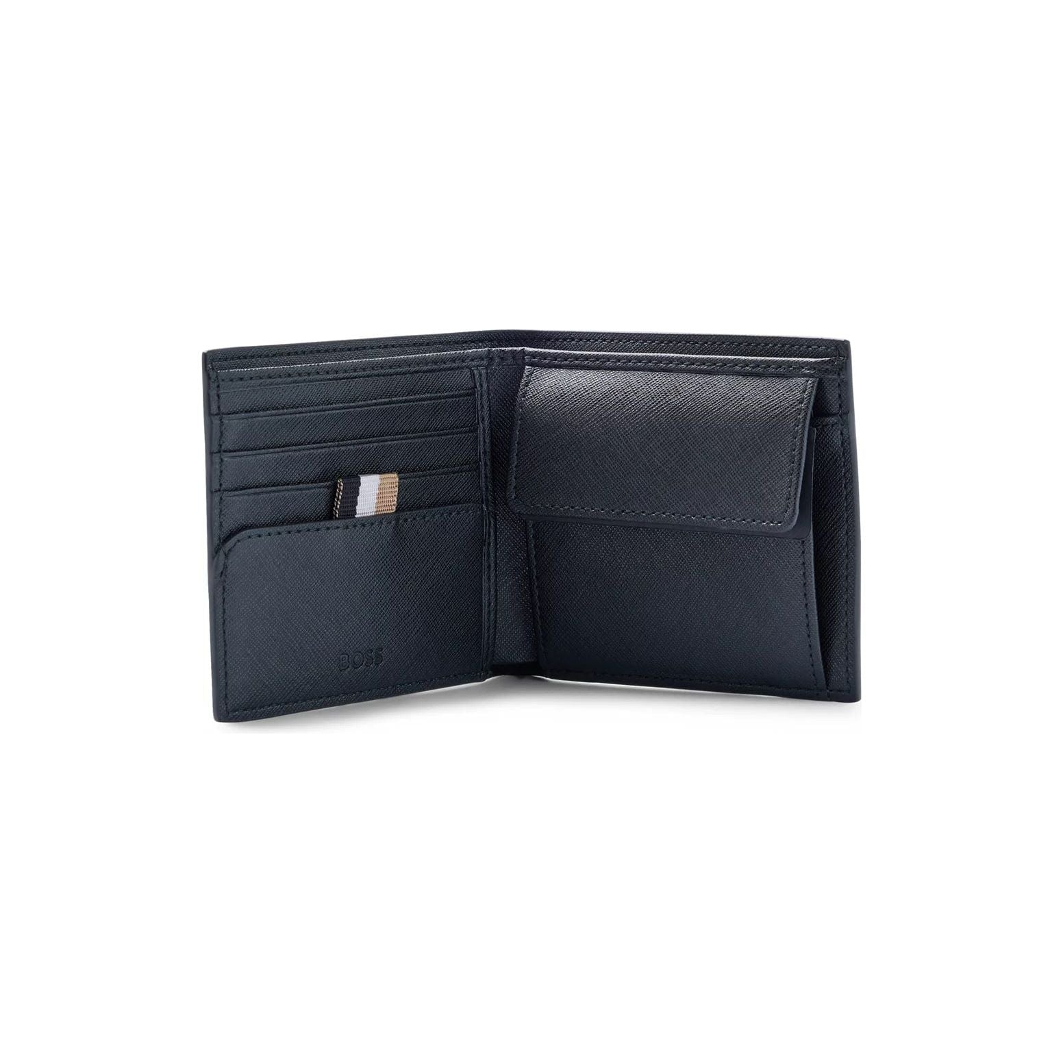 BOSS STRUCTURED BILLFOLD WALLET WITH LOGO LETTERING AND COIN POCKET - Yooto