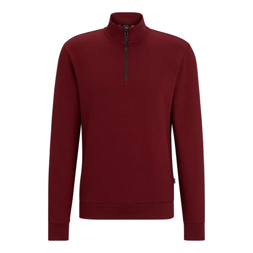 BOSS ZIP NECK SWEATSHIRT IN MERCERIZED COTTON JACQUARD Yooto