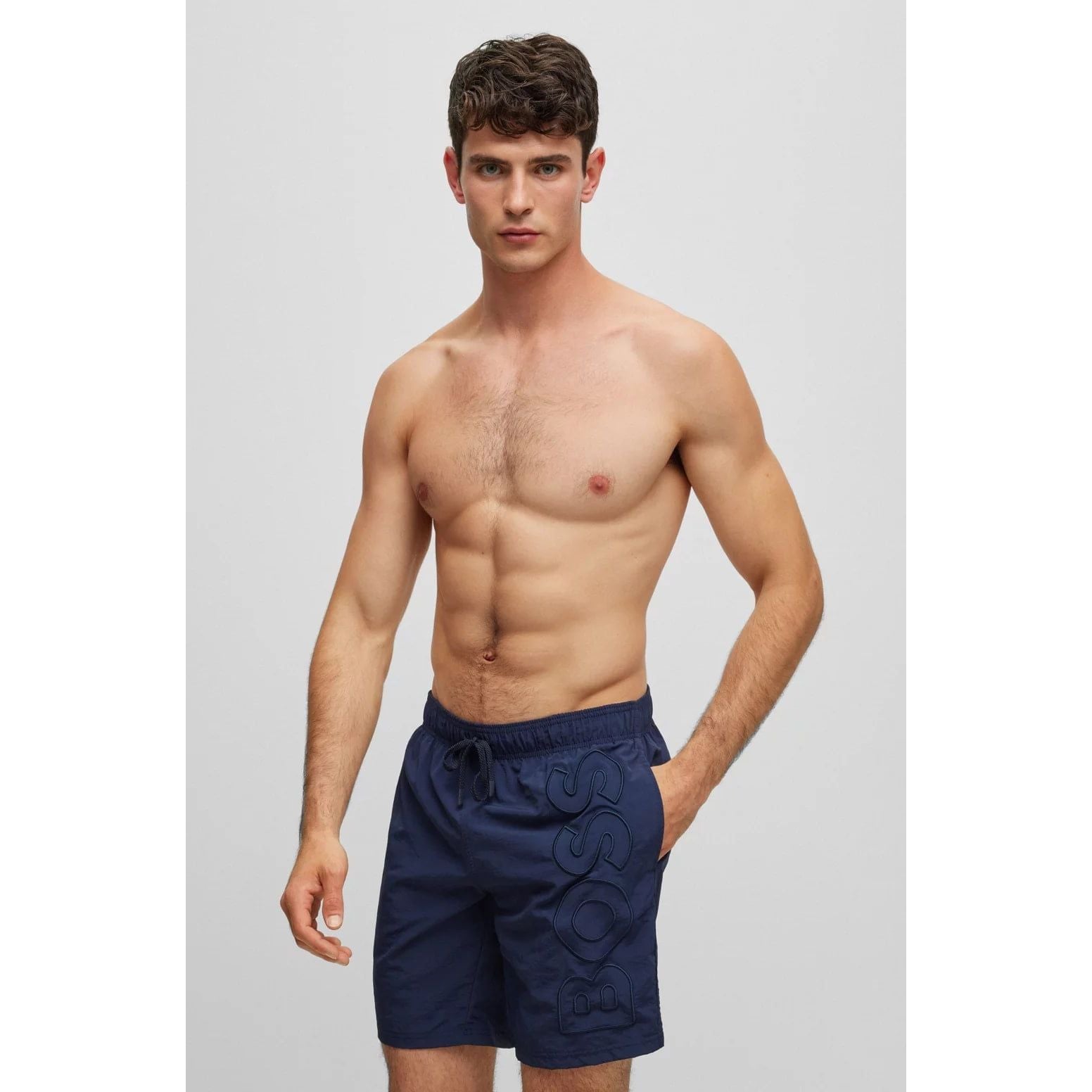 BOSS RECYCLED-MATERIAL SWIM SHORTS WITH EMBROIDERED LOGO - Yooto