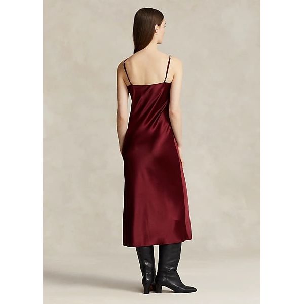 POLO RALPH LAUREN SILK MIDI SLIP DRESS - Yooto