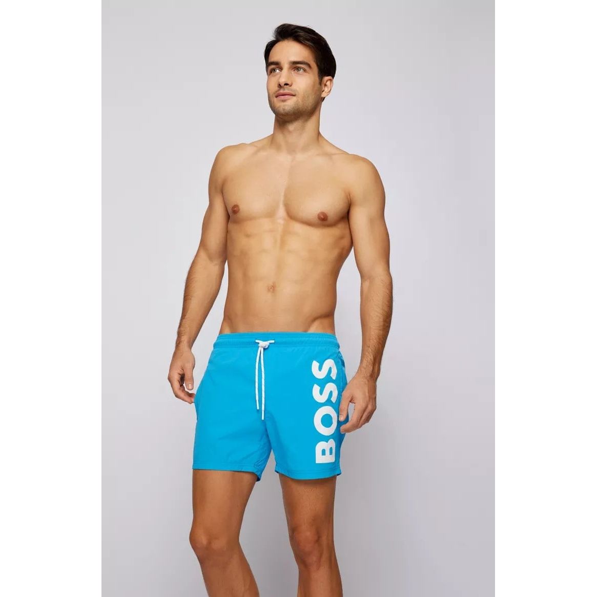 BOSS QUICK-DRYING SWIM SHORTS WITH LARGE CONTRAST LOGO - Yooto