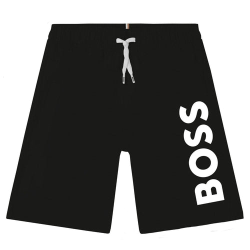 Load image into Gallery viewer, BOSS KIDS&#39; SWIM SHORTS IN PEACHED FABRIC WITH CONTRAST LOGO - Yooto

