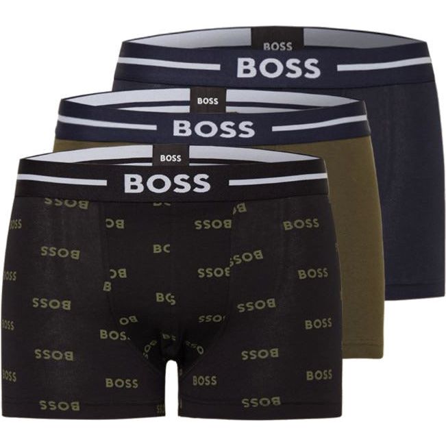 BOSS STRETCH COTTON BOXER SHORTS WITH ELASTIC WAISTBAND WITH LOGO IN A PACK OF THREE - Yooto