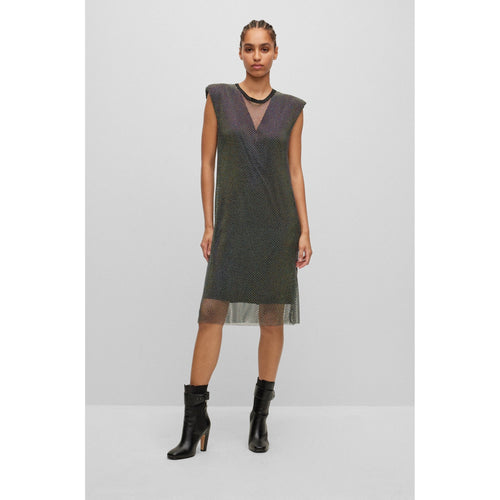 Load image into Gallery viewer, BOSS SLEEVELESS REGULAR-FIT DRESS IN SPARKLING MESH - Yooto
