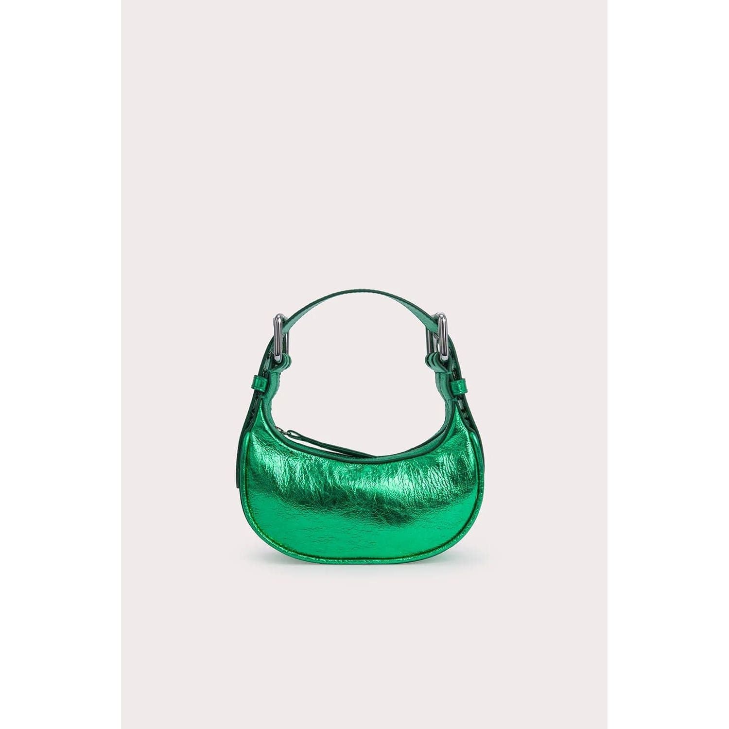 BY FAR MINI SOHO CLOVER GREEN METALLIC LEATHER