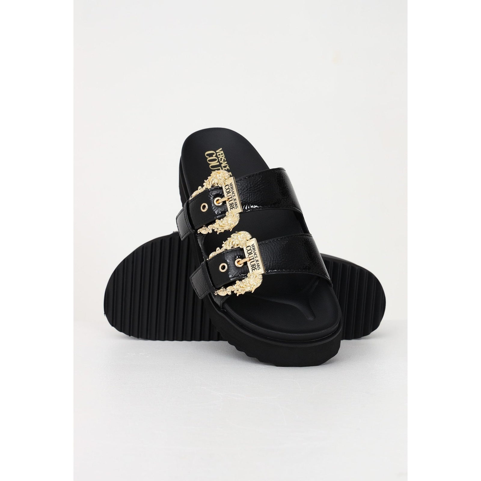 VERSACE JEANS COUTURE LOGO DETAILED SANDALS - Yooto