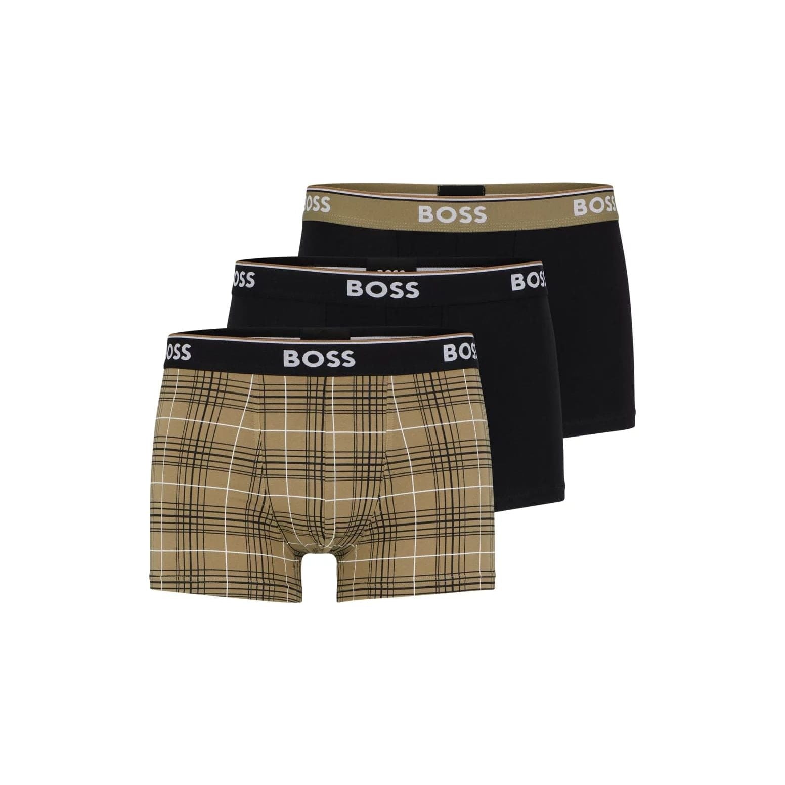 BOSS THREE-PACK OF LOGO-WAISTBAND TRUNKS IN STRETCH COTTON - Yooto