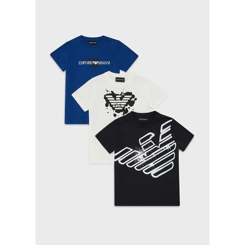 Load image into Gallery viewer, EMPORIO ARMANI  KIDS THREE-PACK OF JERSEY T-SHIRTS WITH LOGO PRINT - Yooto

