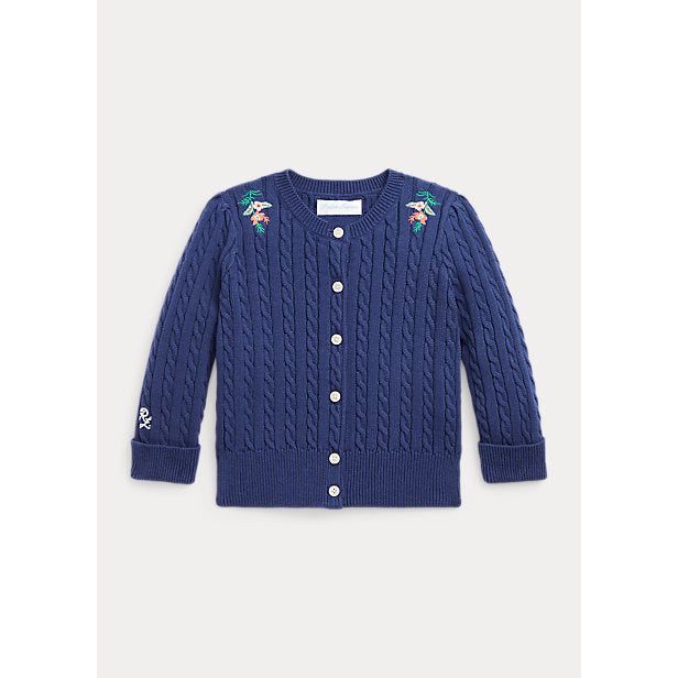 POLO RALPH LAUREN FLORAL MINI-CABLE COTTON CARDIGAN - Yooto