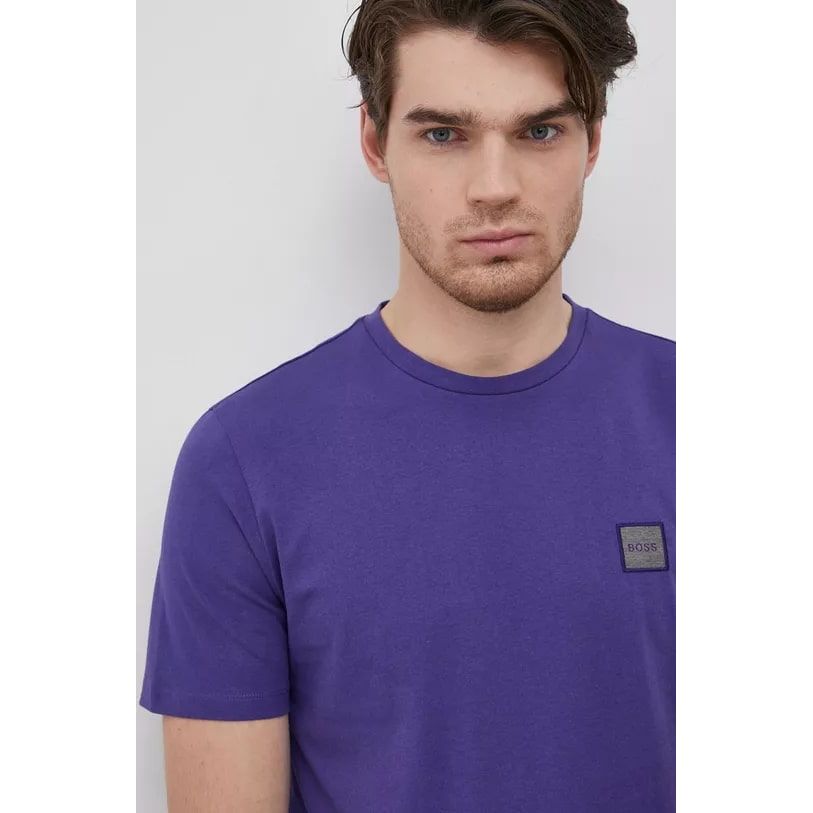 BOSS CREW-NECK T-SHIRT IN ORGANIC COTTON WITH LOGO PATCH - Yooto