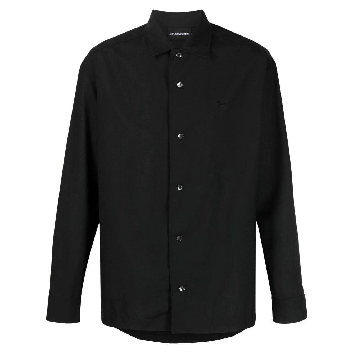 EMPORIO ARMANI PLAIN-WEAVE WOOL-BLEND SHIRT - Yooto