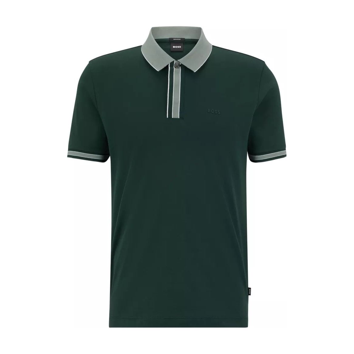 BOSS INTERLOCK-COTTON POLO SHIRT WITH CONTRAST TIPPING - Yooto