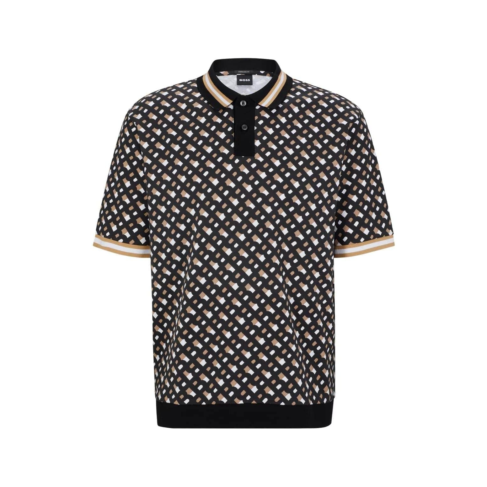 BOSS OVERSIZED-FIT MERCERISED-COTTON POLO SHIRT WITH PRINTED MONOGRAMS - Yooto