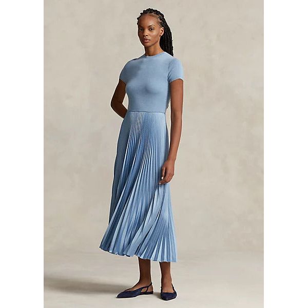 POLO RALPH LAUREN HYBRID JUMPER-PLEATED MIDI DRESS - Yooto