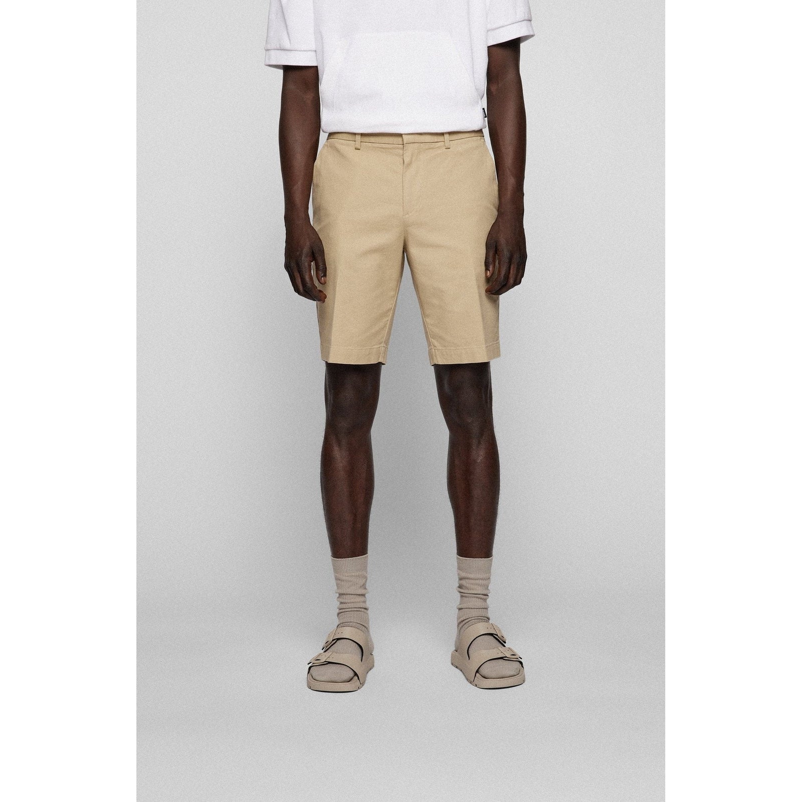 SLIM-FIT SHORTS IN STRUCTURED STRETCH COTTON - Yooto