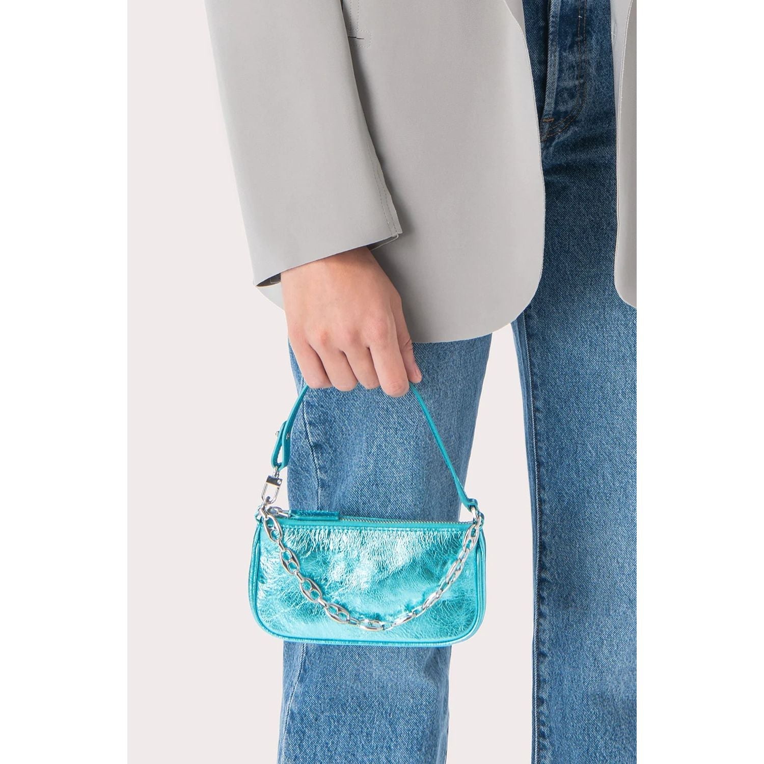 BY FAR MINI RACHEL AQUAMARINE METALLIC LEATHER - Yooto